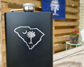 South Carolina Engraved Flask
