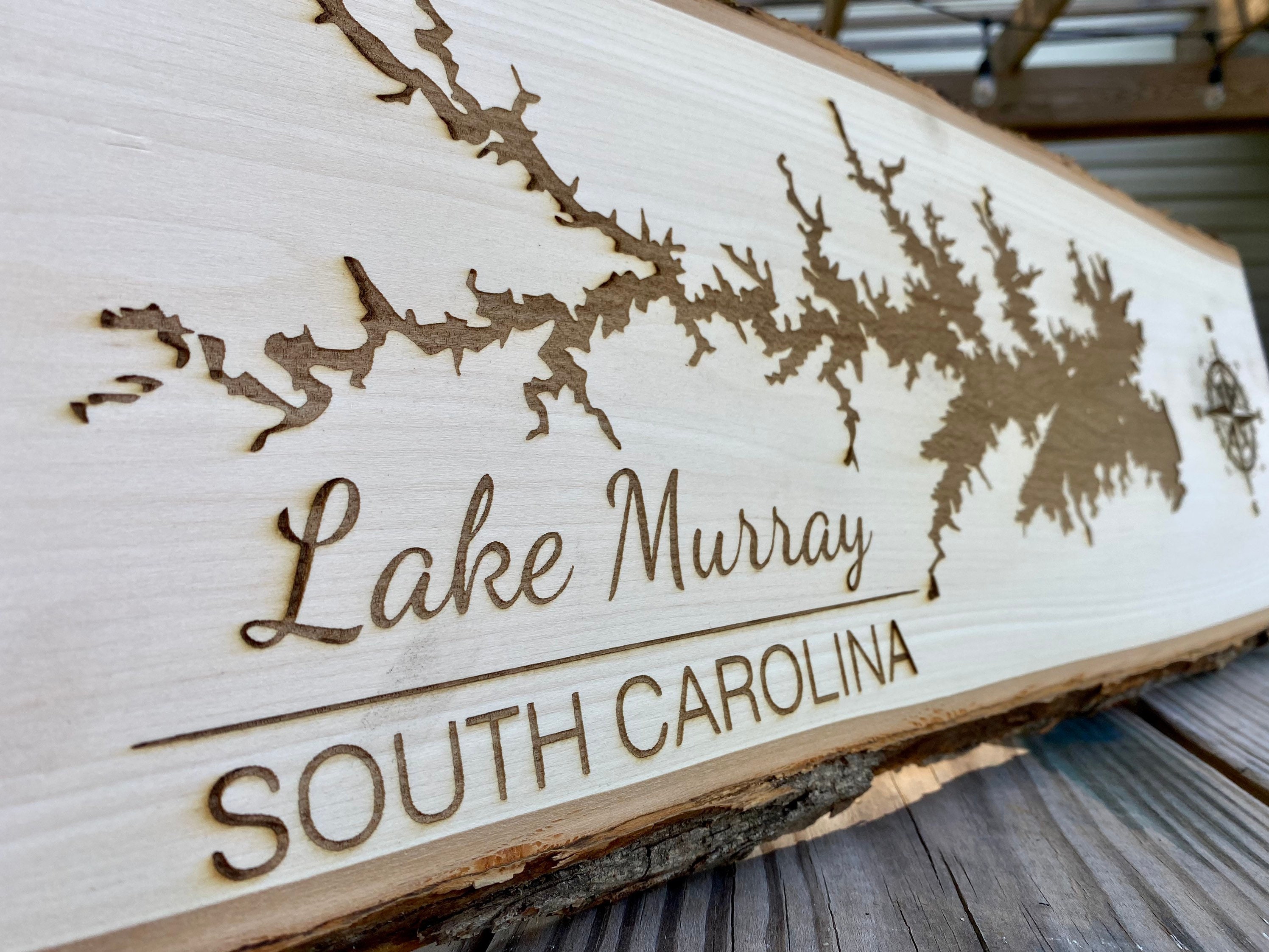 Lake Murray, SC Wooden Plank with Live Edge