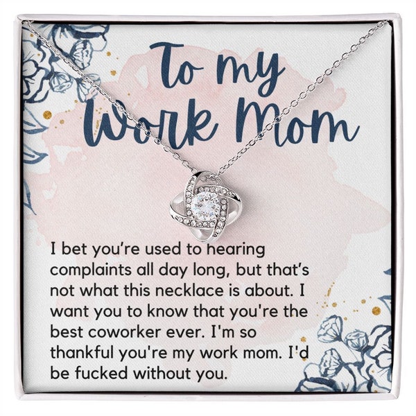 Best Work Mom | Love Knot Necklace, Work Mom Gift, Gift For Work Mom, Gift For Wok Mom, Coworker Gift Ideas, Gift For Coworker, Bestie Gift