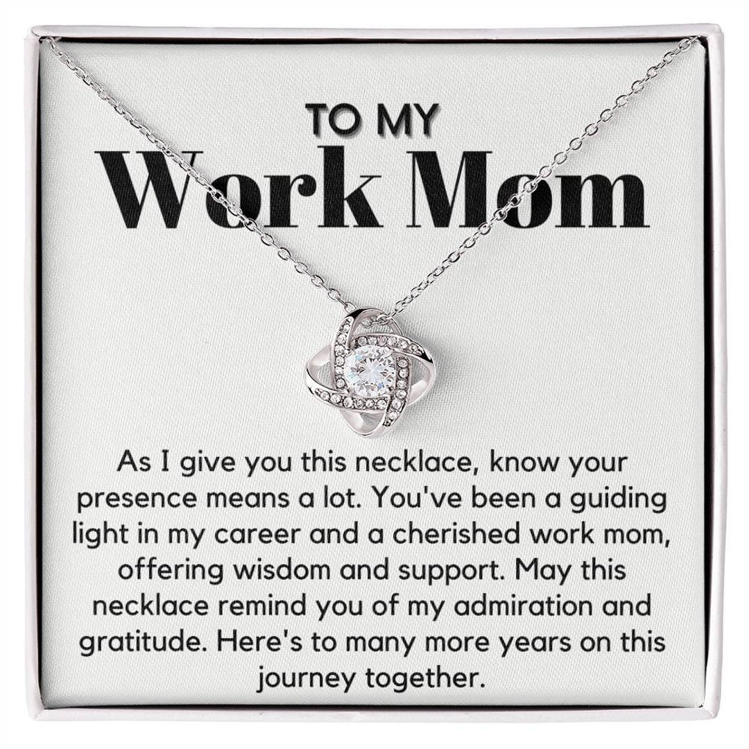 Work Mom Gift, Love Knot Necklace , Gift for Work Mom, Coworker Gift