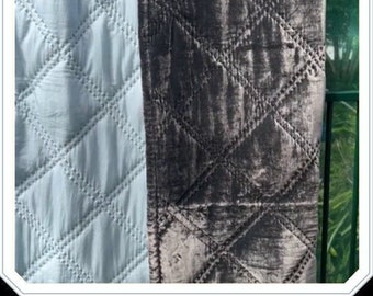 Silk Velvet Comforter Set| Finest Hand Quilted Silk Velvet Bedspread Coverlet| Blue Mulberry Silk Bedspread