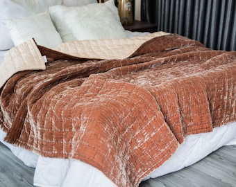 Pure Silk Velvet Quilt and Pillowcases| Natural Mulberry Silk Velvet Comforter|Finest Silk Velvet Quilt Duvet Bedspread|Valentine Gift