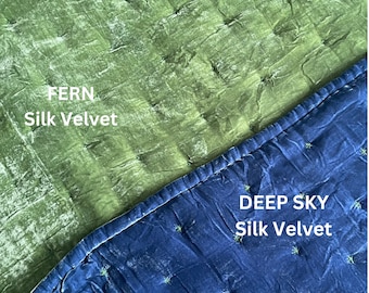 Handmade Starry Silk Velvet Quilt: Luxury Artisan Bedding Set