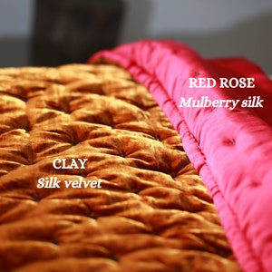 Hand-Stitched Quilted Duvet Bedspread| Silk Velvet Quilt and Pillowcase| Reversible Mulberry Silk Blanket| Best Gift for Mother/Mom