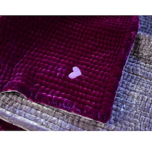 Personalized Custom Blanket| Silk Velvet Blanket Throw| Luxury Silk Velvet Line Kantha Quilted Duvet|Personalized Silk Velvet Quilt Bundle