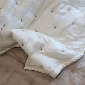 Ivory Charmeuse Silk Blanket| A Grade 100% Mulberry Silk Comforter| Handmade Silk Quilted Duvet Throw Blanket