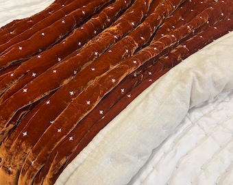Silk Velvet Throw| Silk Velvet and Linen Throw| Luxurious Blanket| King/Queen/Cal King blanket|Luxurious Silk Velvet and Linen Quilt Bedding
