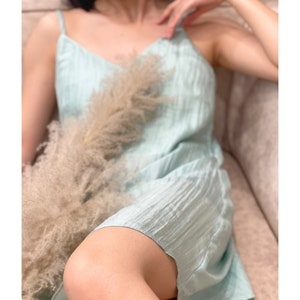 Silk mini ship dress made from 100% mulberry silk in Mint