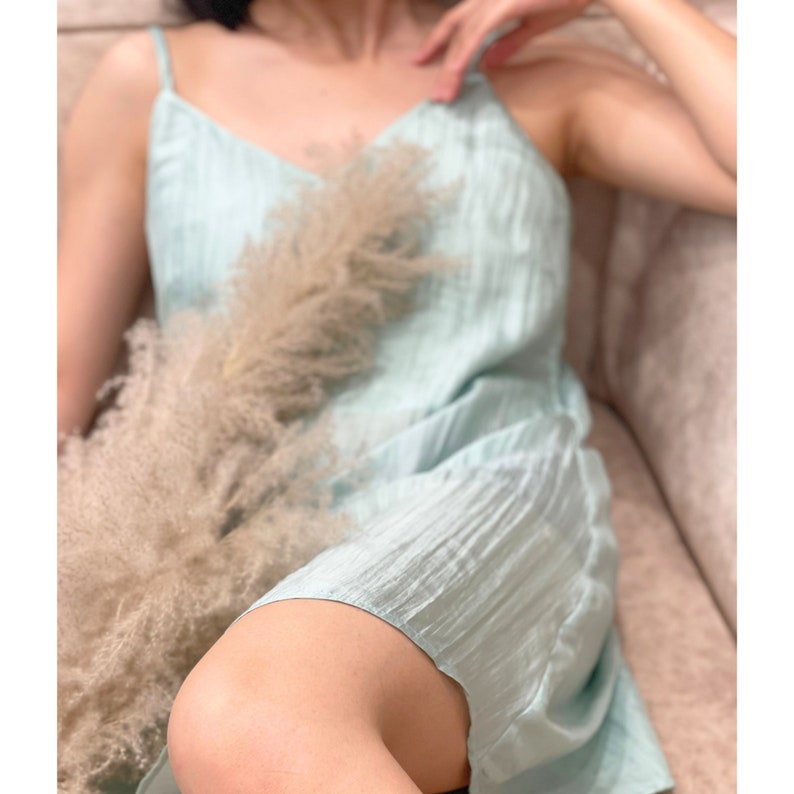 Silk mini ship dress made from 100% mulberry silk in Mint