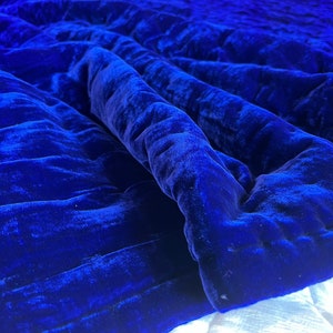 Blaue Seidensamtdecke Hand gesteppte Bettdecke Tagesdecke|Seidensamt Tröster| Seidensamt-Überwurf-Königin-Set | Bestes Weihnachtsgeschenk Bild 2