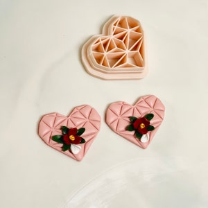 Heart clay cutter diamond heart |  embossed heart cutters , valentines clay cutters, polymer clay cutters , heart clay cutter for valentines