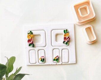 Sila dangle set cutters with drill guide  , elegant cutter , drop clay cutter for spring , set of 2 cutters , boho cutter, square cutter set