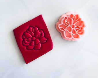 Embossed peony flower stamp clay cutter |  flower clay cutter, spring clay cutters, peony polymer clay cutters , boho clay cutter for spring