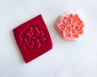 エンボス加工された牡丹の花のスタンプ粘土カッター | 花の粘土カッター、春の粘土カッター、牡丹ポリマー粘土カッター、春のボヘミアン粘土カッター