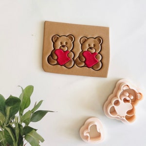 Valentine Teddy Bear cutter 2 set cutter | valentine bear cutters , bear heart cutters, valentines heart clay cutters , teddy bear clay cutt