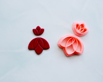 Embossed tulip flower clay cutter set |  spring  cutter , tulip clay cutters, polymer clay cutters , tulip flower clay cutter set for spring