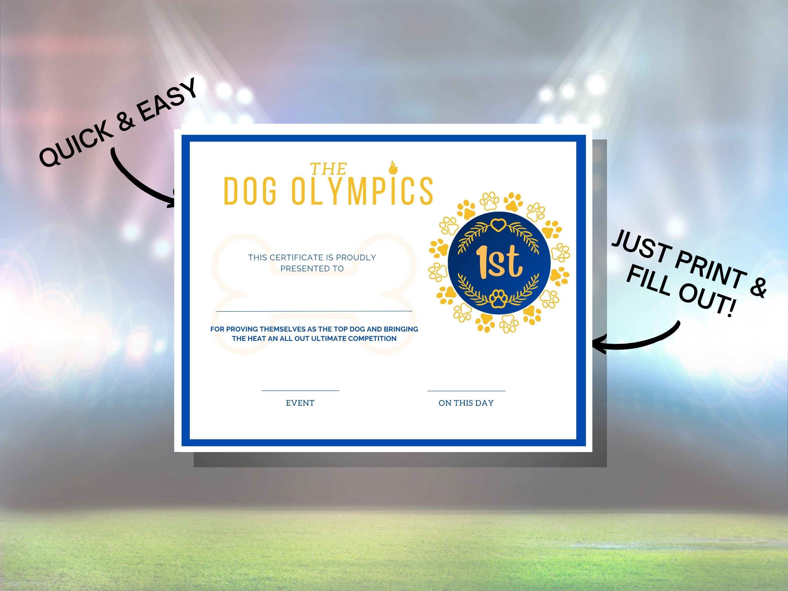 Printable Dog Olympic Award Certificates - Etsy