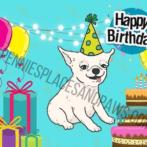 Dog Game for Dog Birthday Party - Pin the Tail on the Pup (Birthday Chihuahua)
