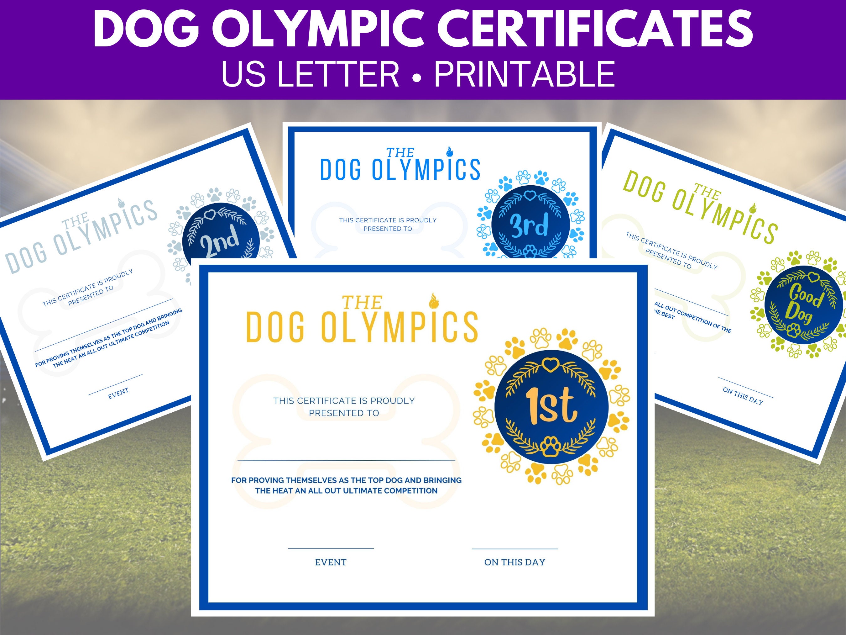 Printable Dog Olympic Award Certificates - Etsy