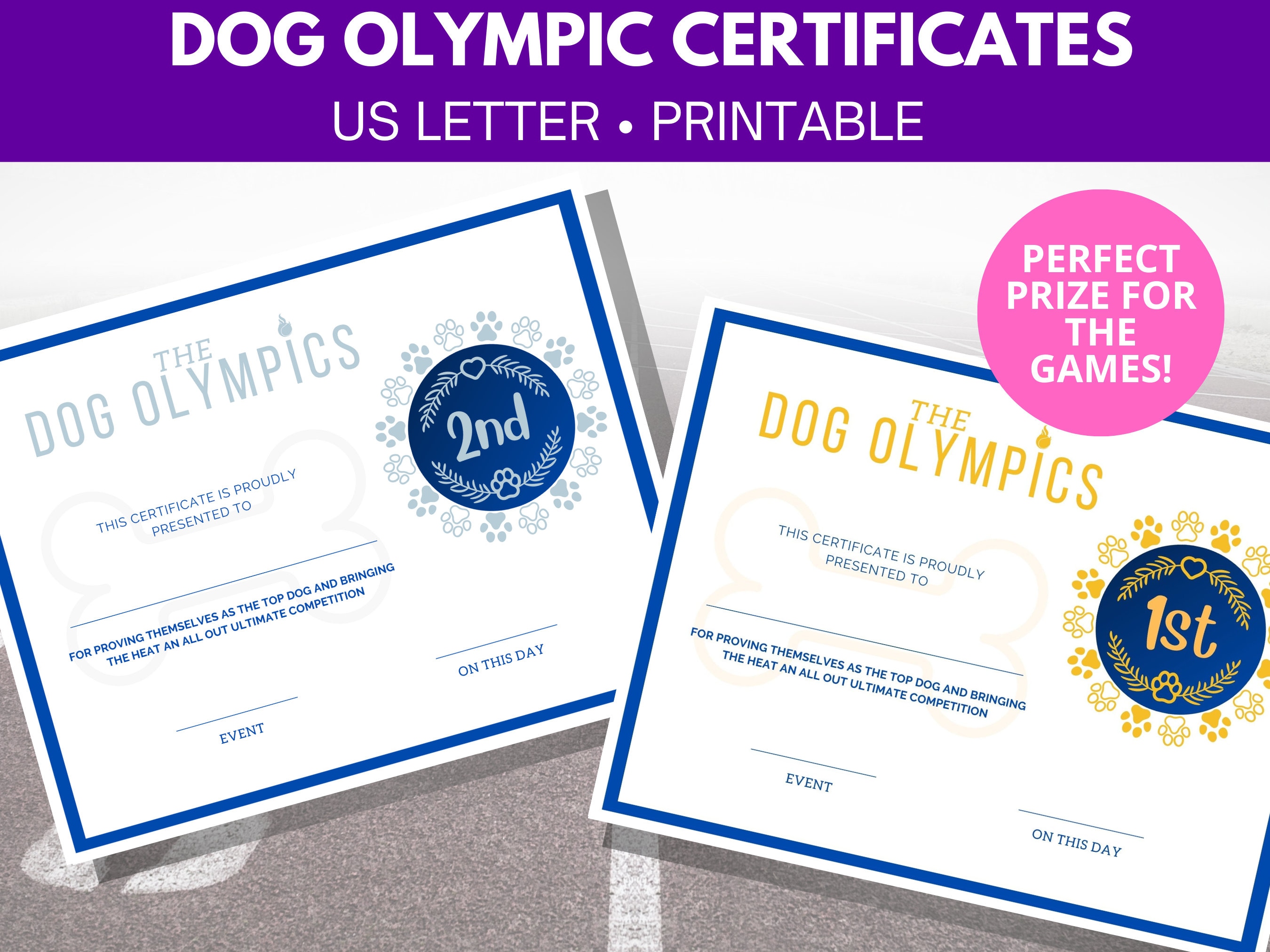Printable Dog Olympic Award Certificates - Etsy