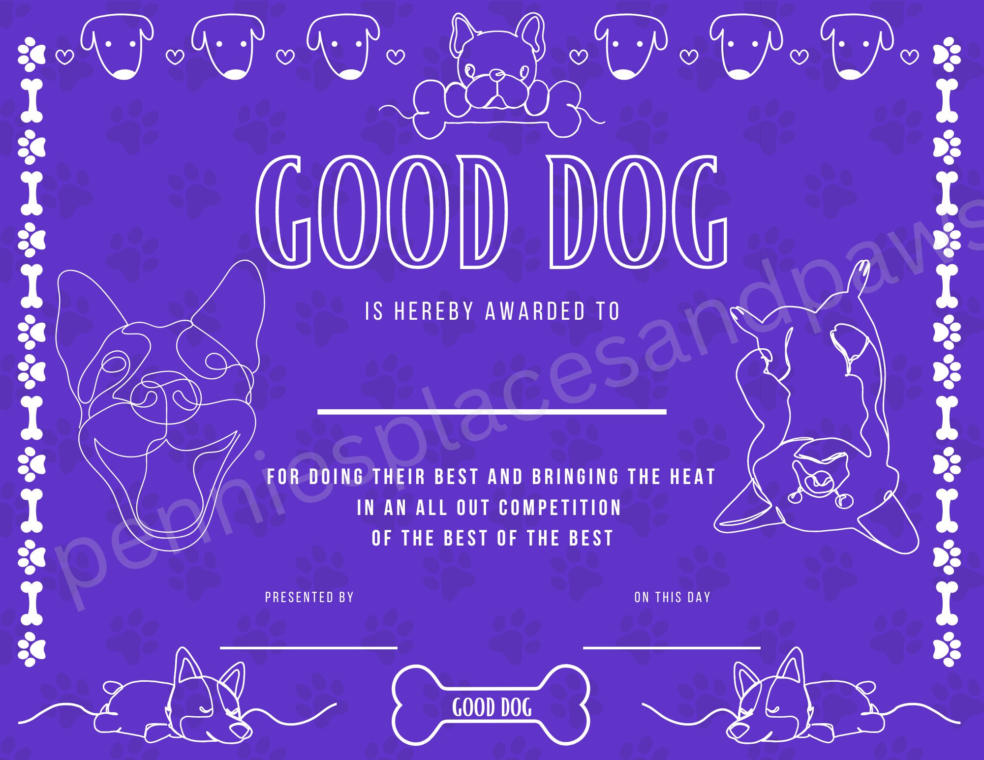 Printable Dog Game Medals and Certificates/ Printable Dog Awards - Etsy