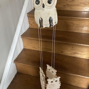 Owl Wind Chimes Ceramic USA Owls  MCM 1960s - 1980s Bird