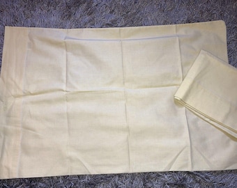 2 Vintage Pale Yellow Pillowcases Sears Roebuck Co PermaPrest Pillow Case
