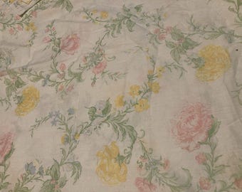 Vintage Sears permaPrest Double Full Sheet Floral Flat Top 1970s cottagecore
