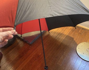 Vintage Aramis Large Cruella 2 Tone Umbrella w/red & Black Dice Handle Casino