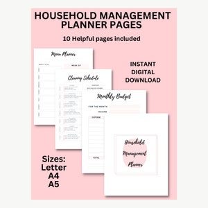 Household Planner Printable, Home Management Planner Printable, Household Management Printable
