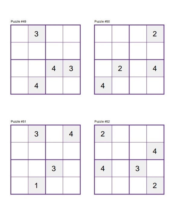 sudoku 4 x 4 numbers or letters printables etsy