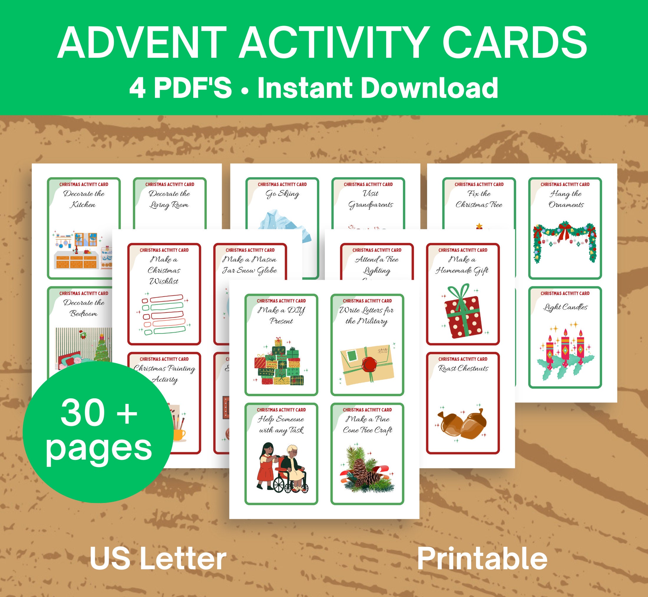 Printable Advent Activity Cards, Kids and Family Activity Cards for ...