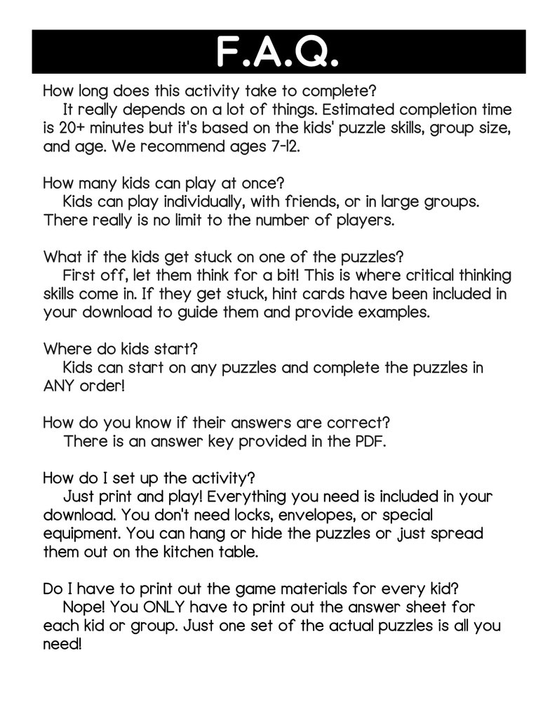 Escape Room Game, Party Game for Kids, Printable Escape Room Kit