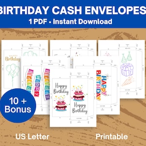Enveloppes imprimables en espèces joyeux anniversaire, enveloppes d’argent du jour de naissance, enveloppes en espèces imprimables, porte-argent Fun Birth Anniversary