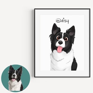 Custom Cat/Dog Cartoon Portrait from photo, Disney Style Portrait, Custom Cartoon Portrait, New Pet Gift, Pet Digital Art, Custom Pet Gift,