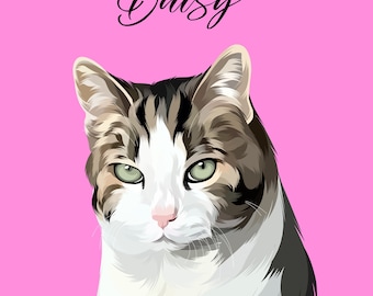 Custom Cat Dog Portrait, Pet Cartoon Portrait, Pet Prints, Pet Loss Gift, Digital Art, Personalised pet gift