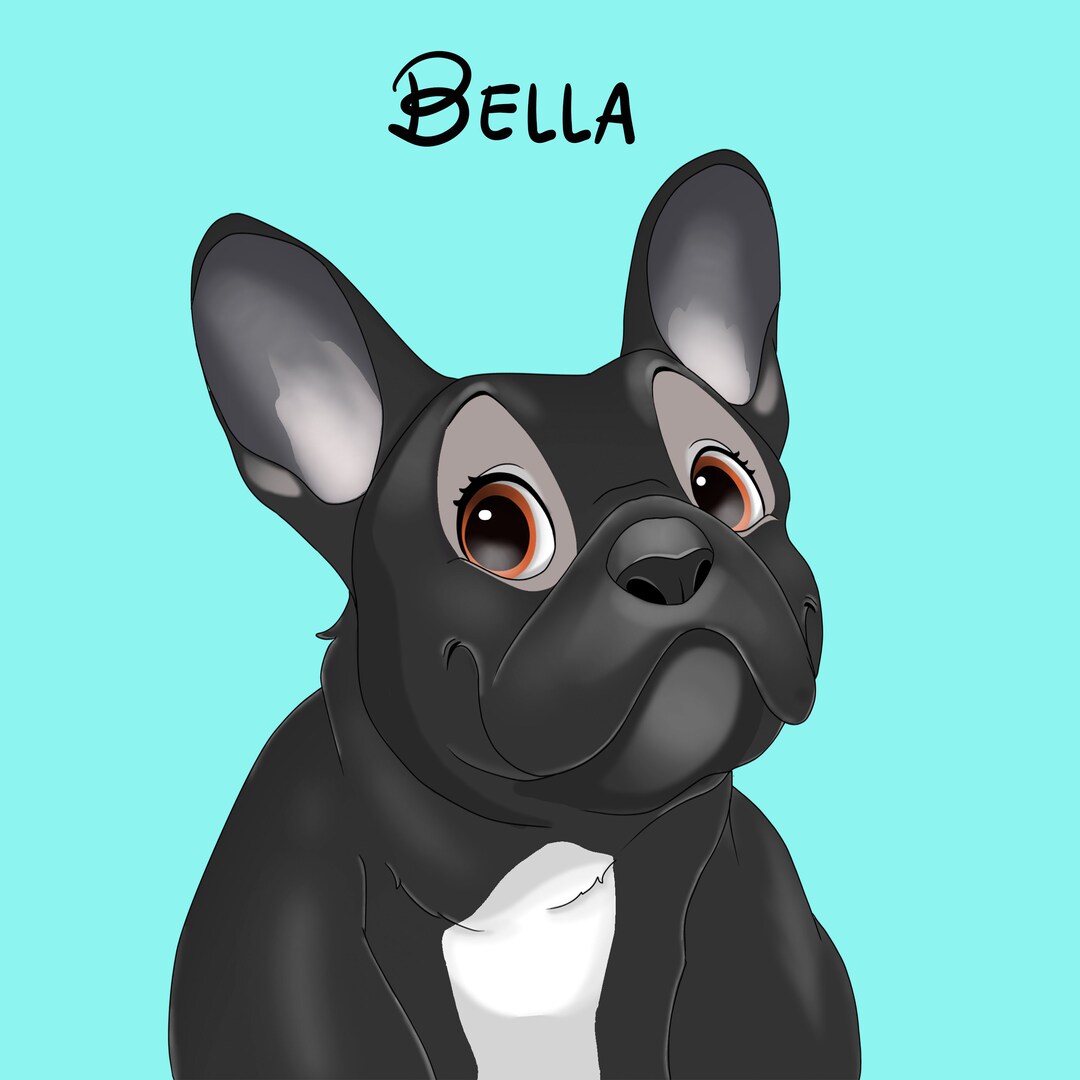 Custom Cartoon Pet Portrait Disney Style Cartoon Portrait Etsy