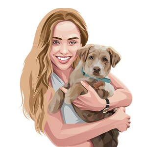 Custom Cartoon Cat & Dog Portrait From Photo, Pet Cartoon Style ,Custom Dog Gift, Digital Portrait, Gift for Girlfriend,Digital Illustration