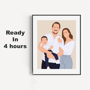 Faceless Portrait Print, Custom personalised portrait from photo, custom couple illustration, gift for her