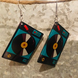 Turn Table Drop Earrings - 80’s Retro