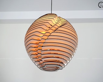 Handmade Ceiling Lamp Modern Farmhouse Wood Pendant Light Dining Room Lighting Mid Century Modern Chandelier Scandinavian Wooden Lamp Shade