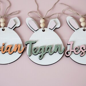 Easter Basket Tag, Bunny Tag, Wooden Rabbit Personalized Name Label Tags, Kids Easter Basket, Custom Name Tags, Basket Tag, Easter Tag