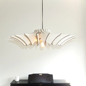 Modern Pendant Lamp Wood Ceiling Lighting Fixture Nordic Chandelier Lighting Scandinavian Hanging Lampshade Living Room Wooden Light Shade