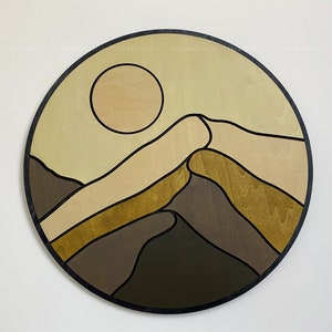 Round Mountain Wood Art, Layered Mountains Wall Art, 3d Wood Decor, Wood Wall Art, Wood Wall Decor, Housewarming Gift, Rustic Wall Art