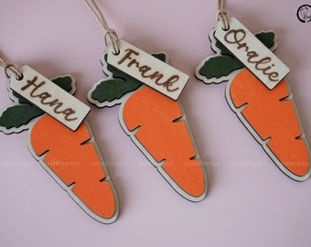 Easter Basket Name Tags, Carrot Name Tags, Personalized Gift Labels, Easter Gifts, Wooden Name Labels, Carrot Decor, Farmhouse, Custom