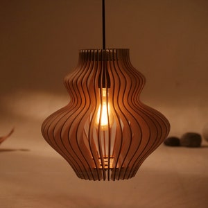 Wood Pendant Light, Mid Century Modern, Handmade Lamp, Ceiling Lamp, Chandelier Lighting, Industrial Lamp, Wood Lampshade, Lamp Shade,LISTEN
