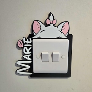 Disney Aristocats Marie Inspired UK Light Switch Cover - 3D Printed - Bedroom - Girl - Boy - Cute - Decoration - Cover - Plate