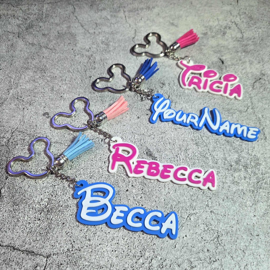 Monogram Disney Key Rings Disney Font Inspired Name Keyring 3D Printed - Lots of Colours - Attach ...