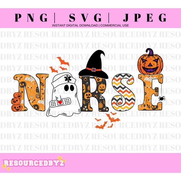 Nurse Halloween PNG, Halloween Png, Halloween Shirt Design, Nurse Sublimation, RN, Spooky Nurse png, Nurse Life, Nursing, Retro