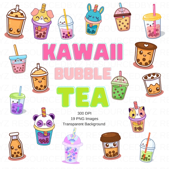 Watercolour Bubble Tea Clipart Kawaii Boba Tea Milk Tea PNG 